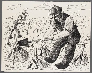 René Perrot dessin Vigneron faisant des fosses Franche-Comté, France 1943 1943.4.98 Photo RMN-Grand Palais (Mucem)