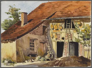 Marcel Mignot dessin Maison du ménage dit "Faraud"  Chaource (Aube) 1927 1944.8.3 Photo RMN-Grand Palais (Mucem)