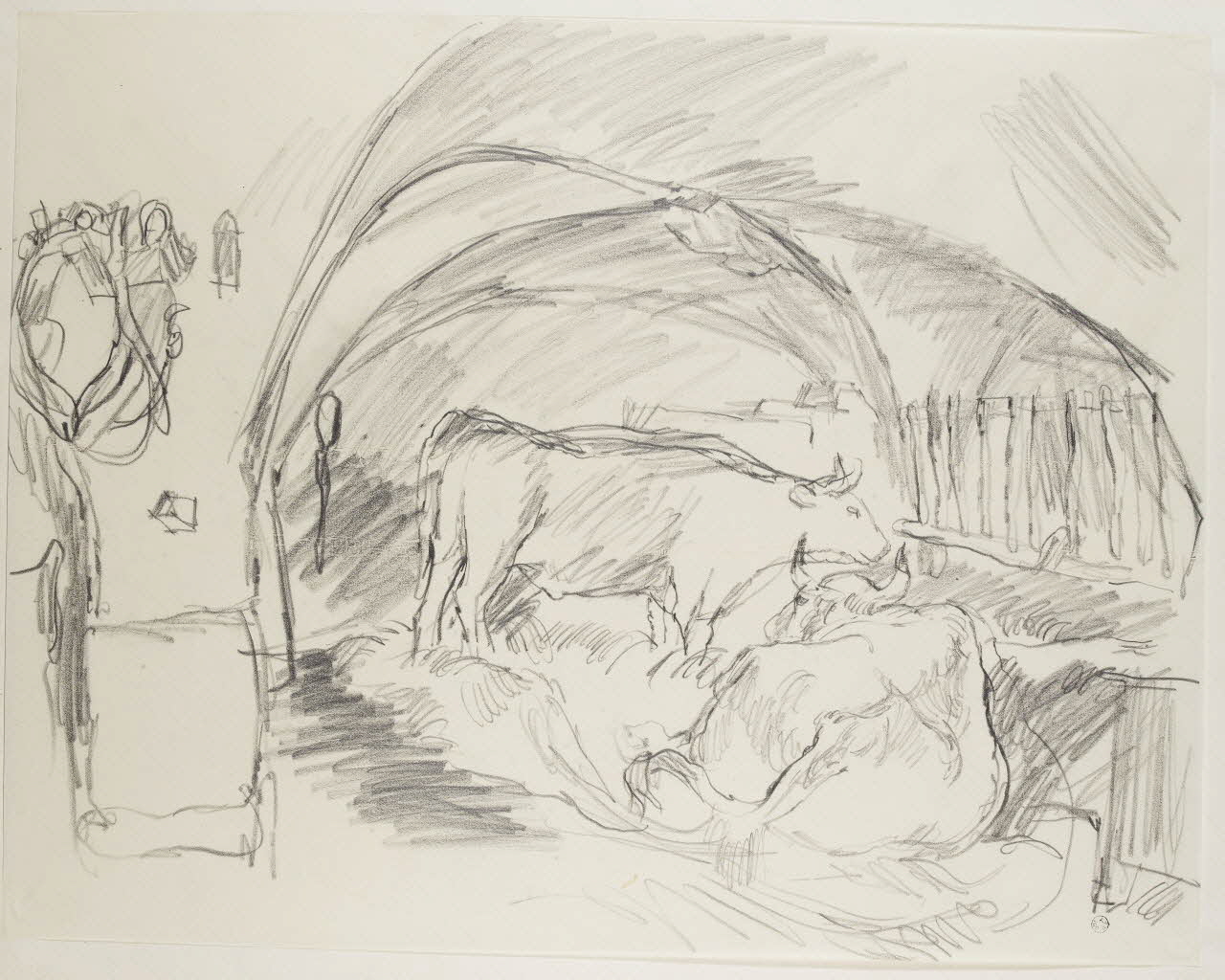 André Jordan dessin Intérieur d'étable à Servannes (Bouches-du-Rhône) 1943 1943.19.14 Photo RMN-Grand Palais (Mucem)