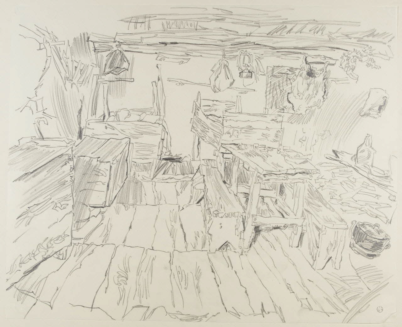 André Jordan dessin Intérieur d'un chalet d'alpage 1943 1943.19.18 Photo RMN-Grand Palais (Mucem)