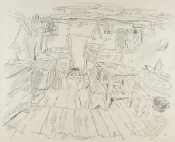André Jordan dessin Intérieur d'un chalet d'alpage 1943 1943.19.18 Photo RMN-Grand Palais (Mucem)