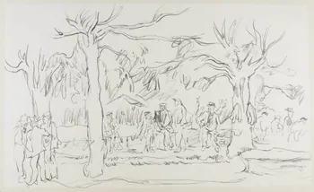 André Jordan dessin Joueurs de boules sous les platanes (Vaucluse) 1943 1943.19.33 Photo RMN-Grand Palais (Mucem)