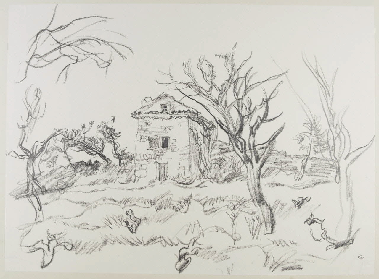André Jordan dessin Cabane de berger dans les amandiers (Vaucluse) 1943 1943.19.34 Photo RMN-Grand Palais (Mucem)