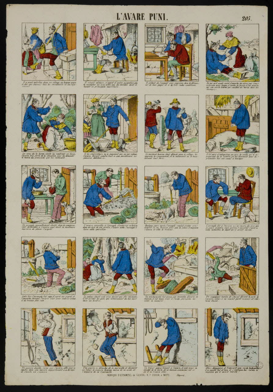 Gangel et Didion estampe L'AVARE PUNI. Metz 1858-1868 1953.86.3968 Photo