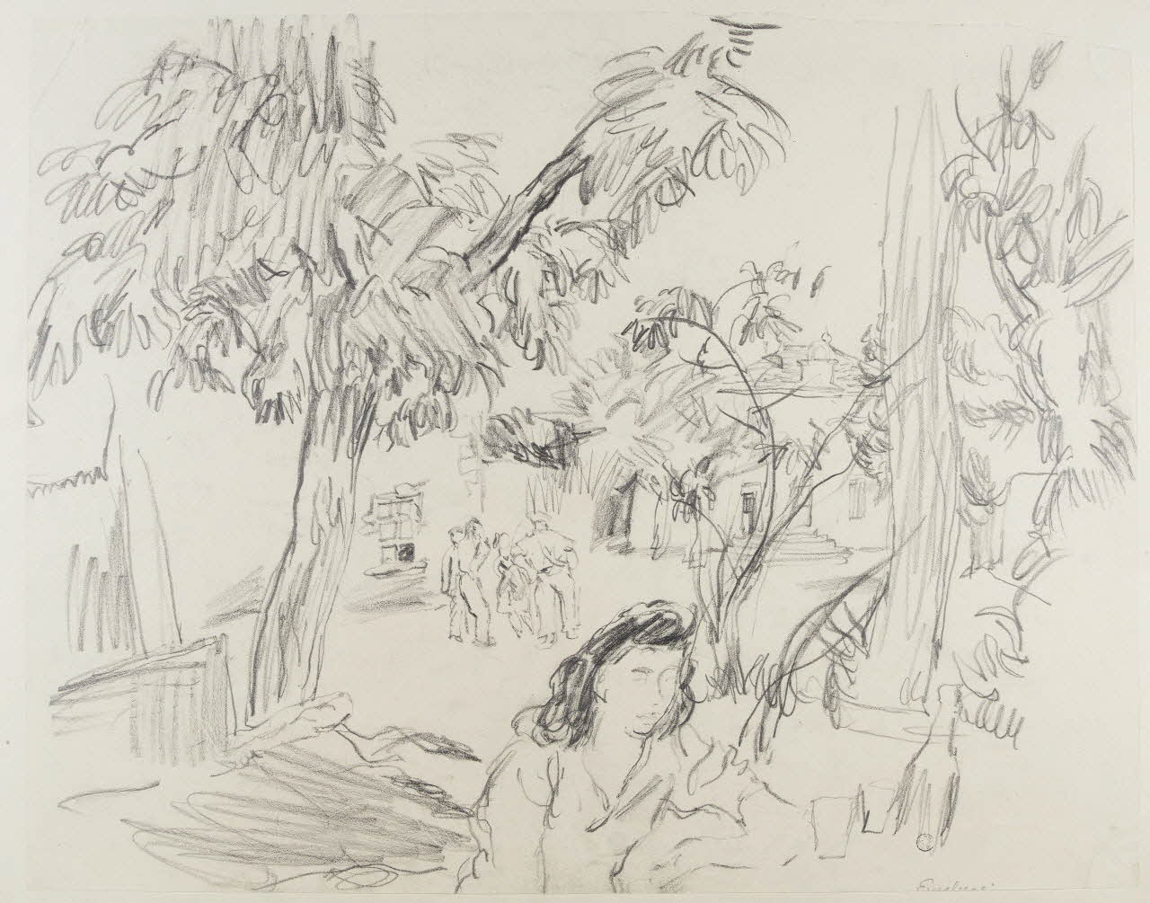 André Jordan dessin Place du village d'Eygalières (Bouches-du-Rhône) 1943 1943.19.46 Photo RMN-Grand Palais (Mucem)
