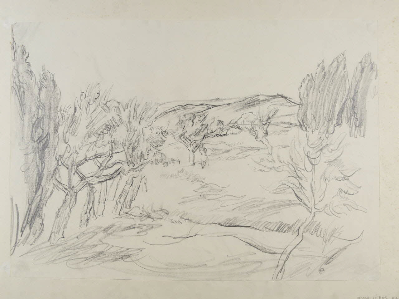 André Jordan dessin Paysage à Eygalières (Bouches-du-Rhône) 1943 1943.19.49 Photo RMN-Grand Palais (Mucem)