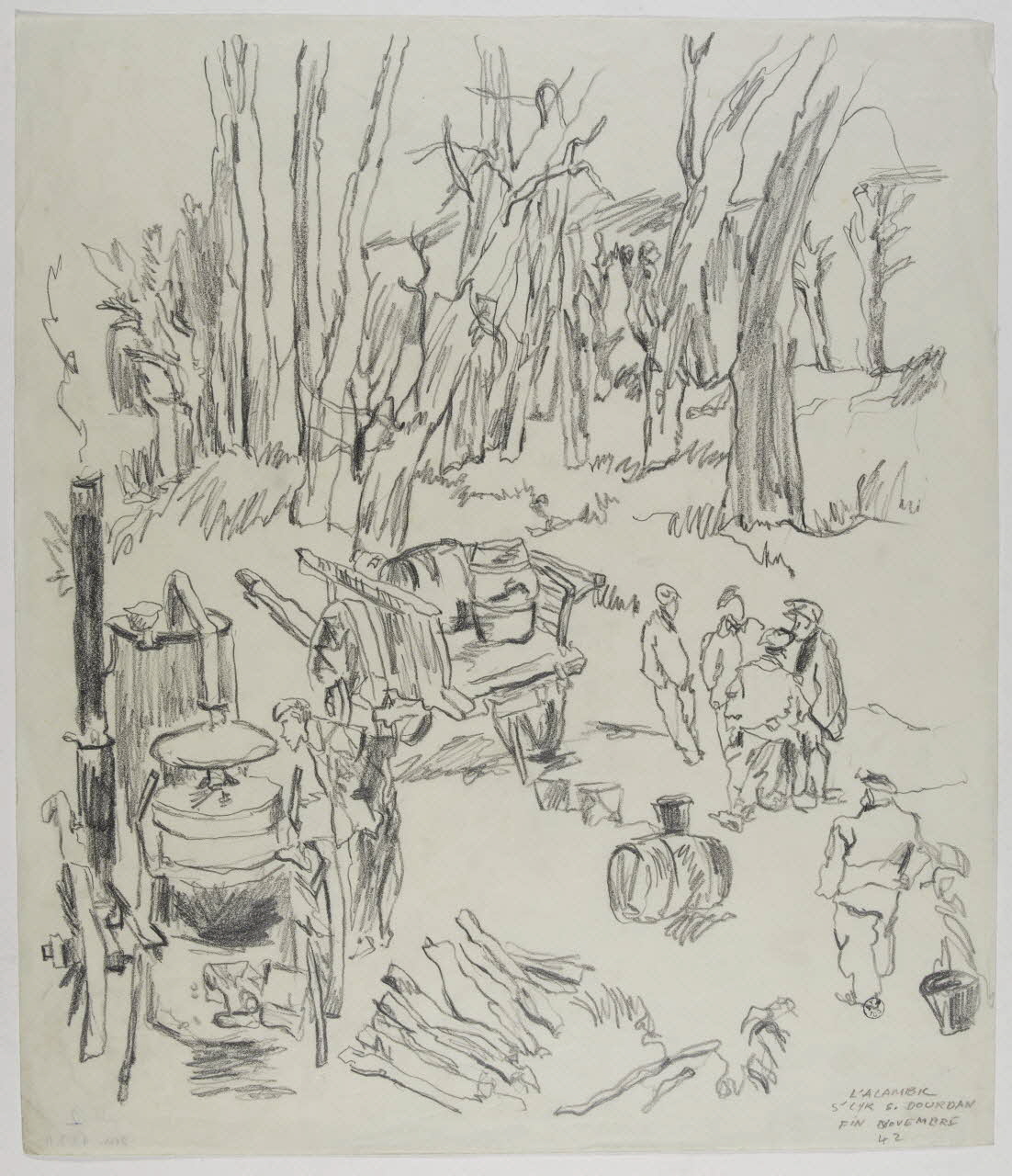 André Jordan dessin L'ALAMBIC : St CYR S. DOURDAN Ile-de-France, France 1942 1943.3.11 Photo RMN-Grand Palais (Mucem)