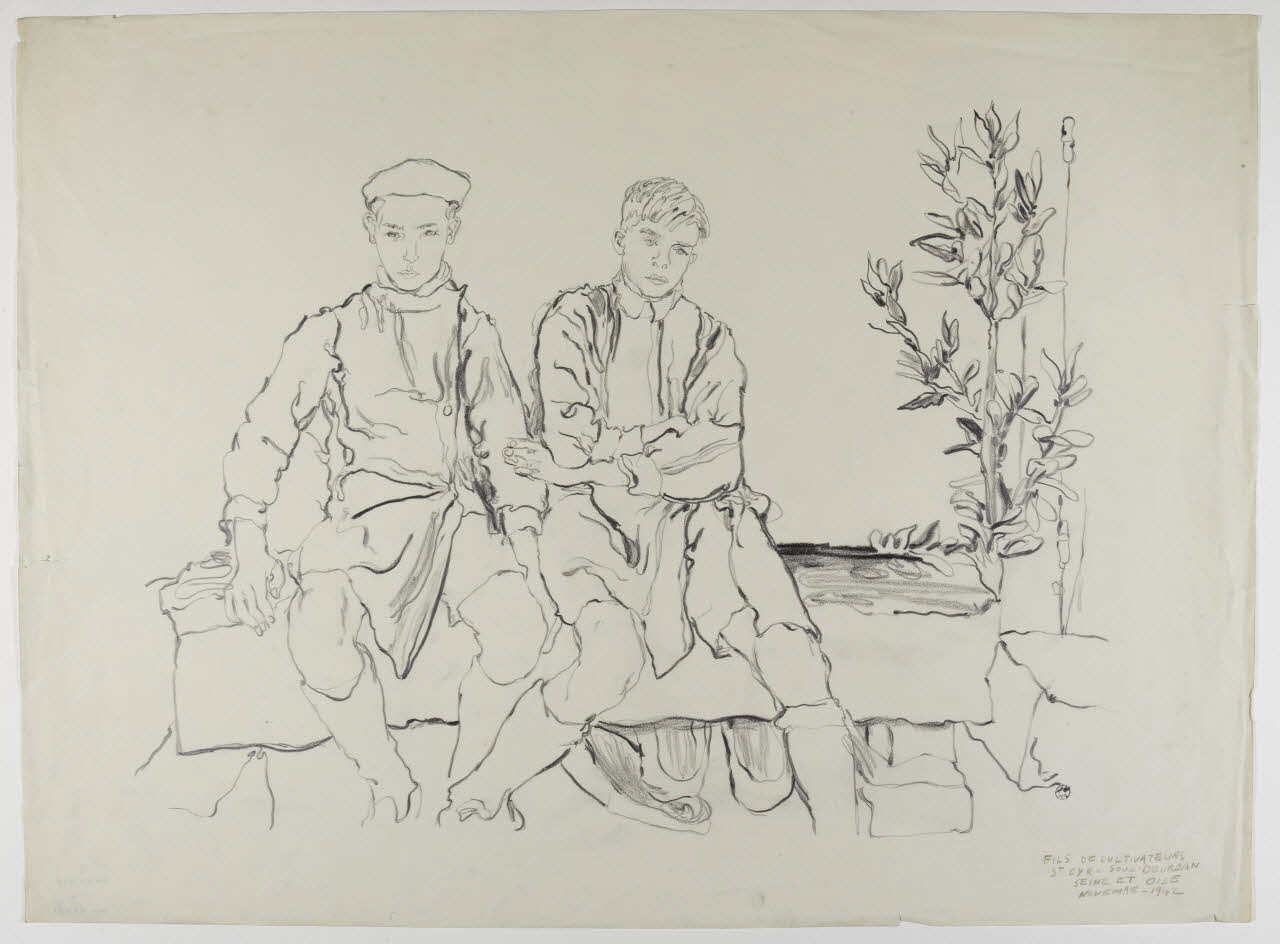 André Jordan dessin FILS DE CULTIVATEURS  ST CYR-SOUS-DOURDAN  SEINE ET OISE Saint-Cyr-sous-Dourdan 1942 1943.3.17 Photo RMN-Grand Palais (Mucem)
