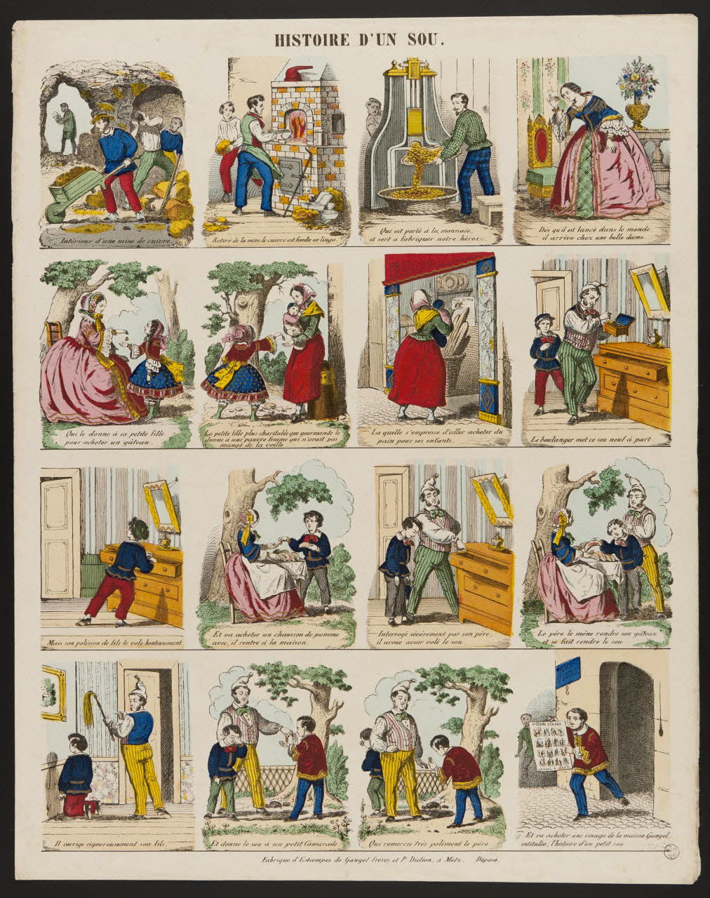 Gangel et Didion estampe HISTOIRE D'UN SOU. Metz 1858-1868 1953.86.3989 Photo