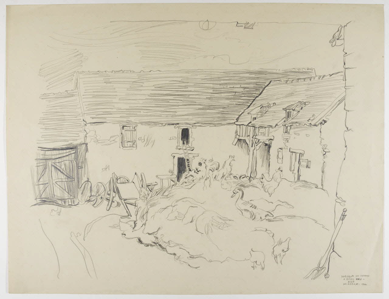 André Jordan dessin INTERIEUR DE FERME  A EPIAIS RHU - OISE Epiais-Rhus 1942 1943.3.24 Photo RMN-Grand Palais (Mucem)