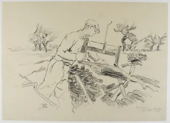André Jordan dessin Bûcheron  St Cyr sous Dourdan Saint-Cyr-sous-Dourdan 1942 1943.3.28 Photo RMN-Grand Palais (Mucem)