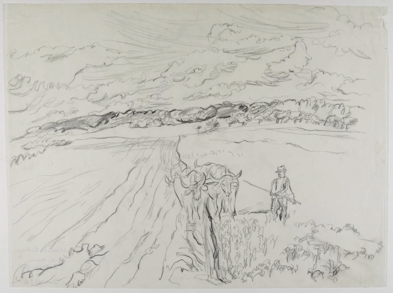 André Jordan dessin Labours de Printemps  près du Hameau  Boulleaume Oise Oise 1943 1943.3.36 Photo RMN-Grand Palais (Mucem)