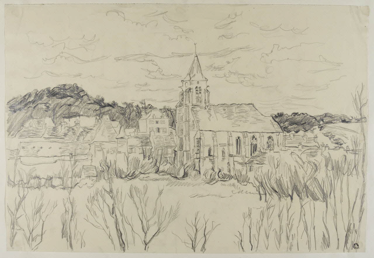 André Jordan dessin Vue de Saint-Cyr-sous-Dourdan Saint-Cyr-sous-Dourdan 1938-1948 1943.3.37 Photo RMN-Grand Palais (Mucem)