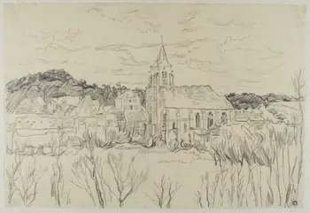 André Jordan dessin Vue de Saint-Cyr-sous-Dourdan Saint-Cyr-sous-Dourdan 1938-1948 1943.3.37 Photo RMN-Grand Palais (Mucem)