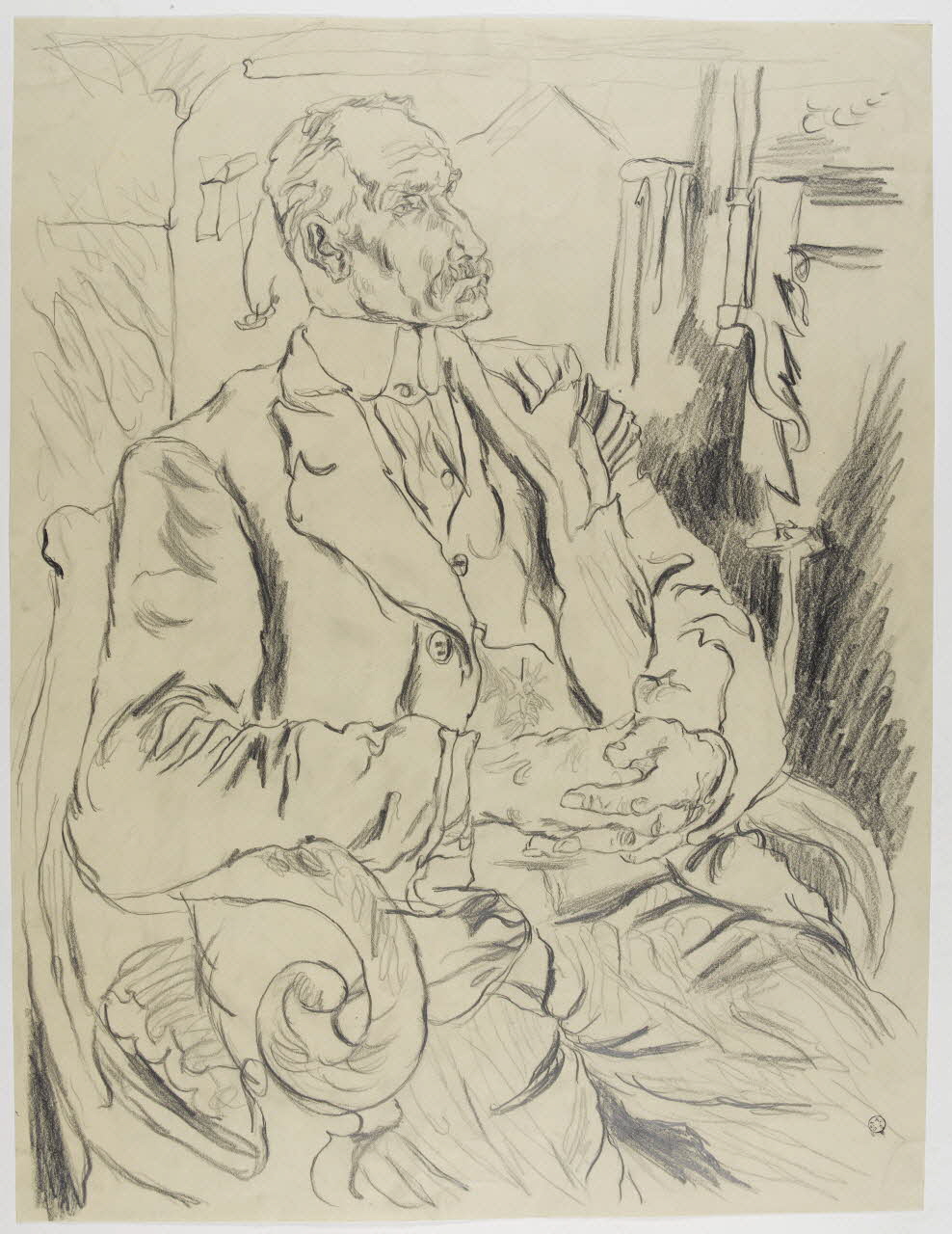 André Jordan dessin Paysan assis bras croisés 1939-1943 1943.3.4 Photo RMN-Grand Palais (Mucem)