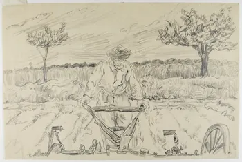 André Jordan dessin Cultivateur à la herse Oise 1943 1943.3.64 Photo RMN-Grand Palais (Mucem)