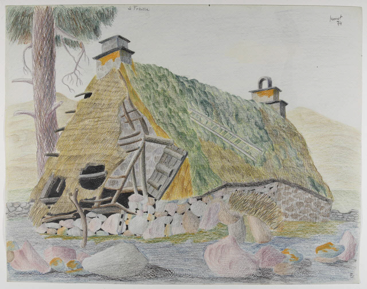 René Perrot dessin Le Fraisse (Auvergne) Auvergne, France 1944 1944.10.28 Photo RMN-Grand Palais (Mucem)/ Franck Raux