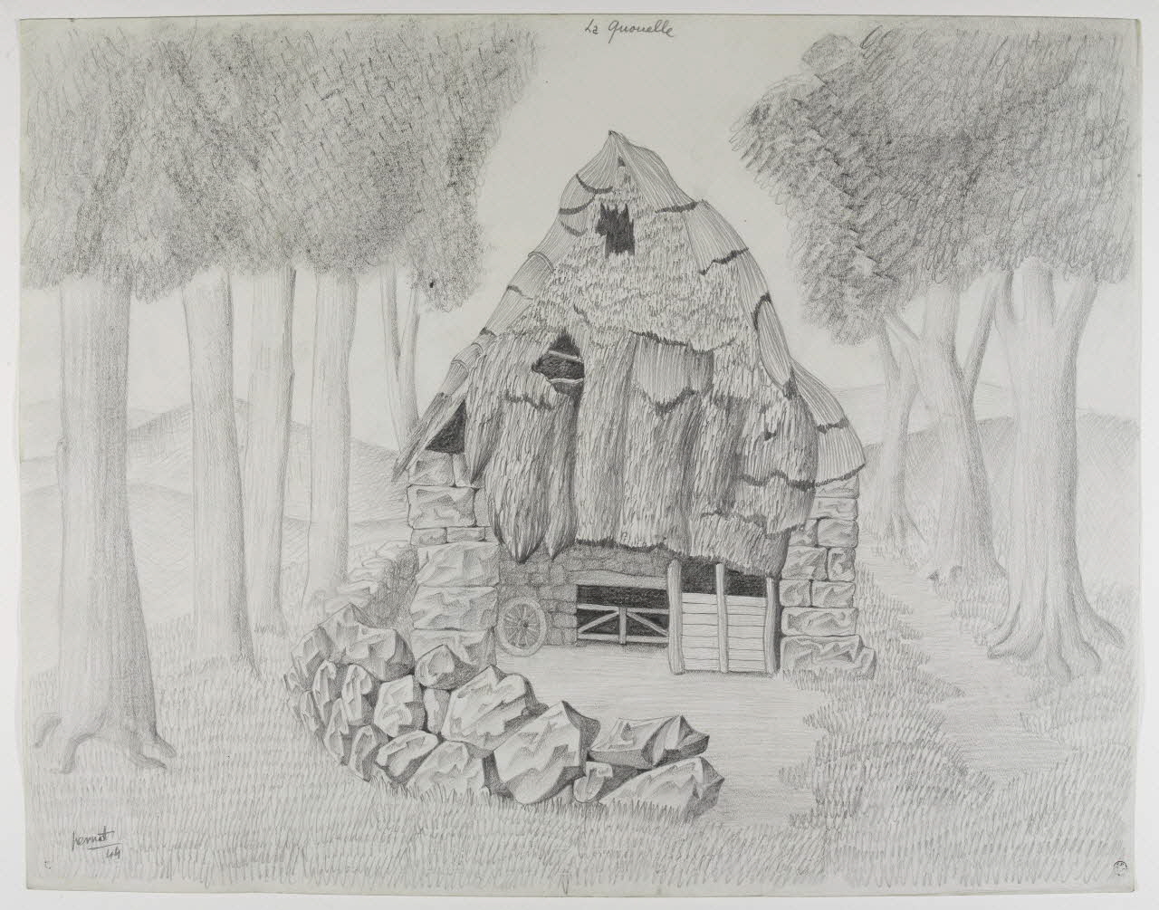 René Perrot dessin La Quouelle (Auvergne) Auvergne, France 1944 1944.10.30 Photo RMN-Grand Palais (Mucem)/ Franck Raux
