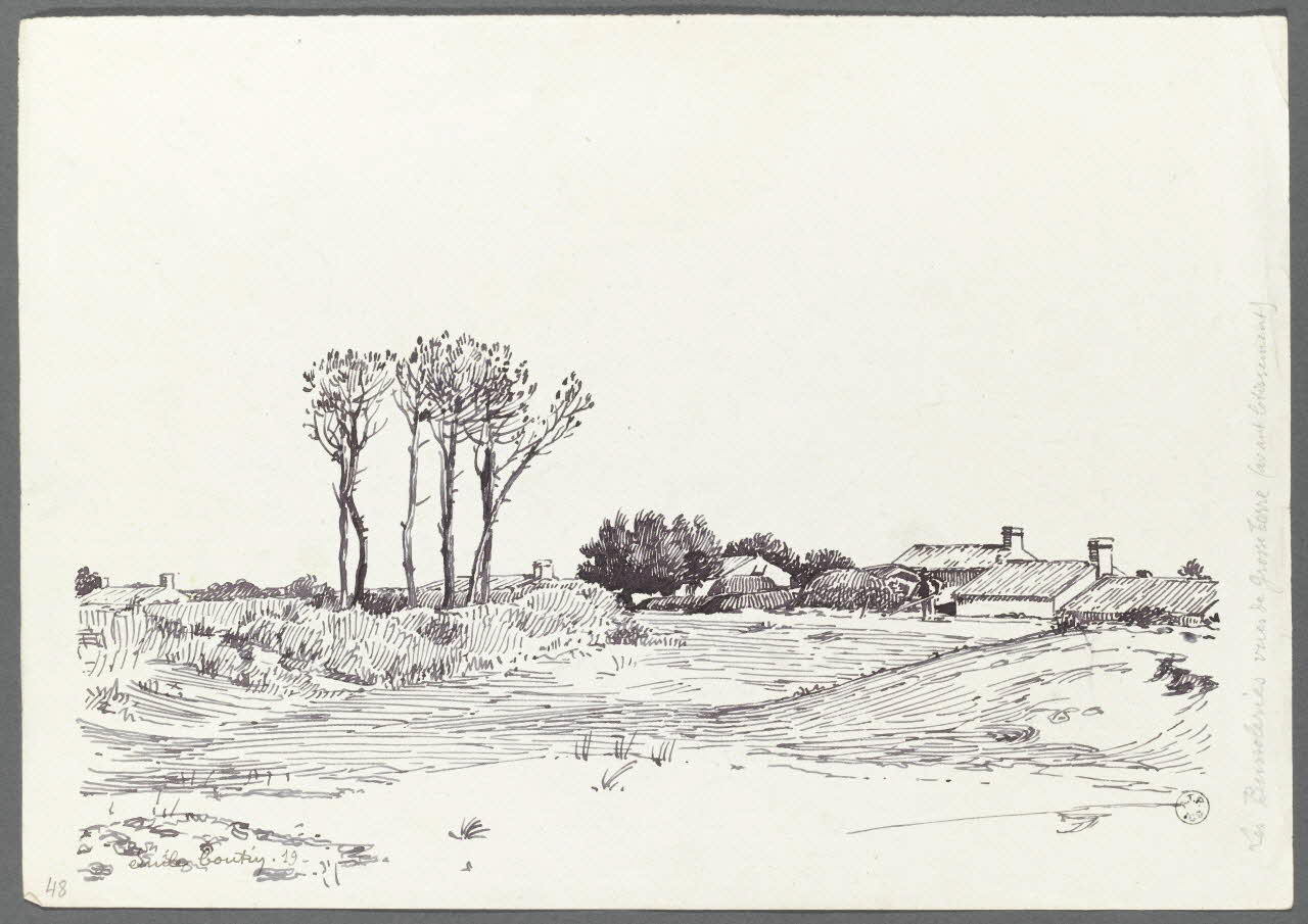 Emile Boutin dessin Les Bussoleries vues de Grosse Terre (avant lotissement) Riez 85 1919 1942.2.21 Photo RMN-Grand Palais (Mucem)/ Franck Raux