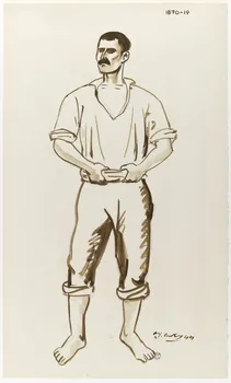René-Yves Creston dessin Lutteur breton Scaër 1944 1945.3.3 Photo RMN-Grand Palais (Mucem)/ Franck Raux