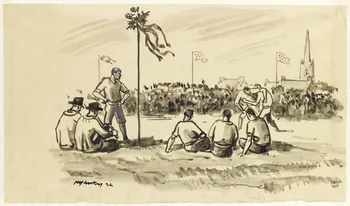 René-Yves Creston dessin Lutte sur la place d'un village breton Scaër 1934 1945.3.4 Photo RMN-Grand Palais (Mucem)/ Franck Raux
