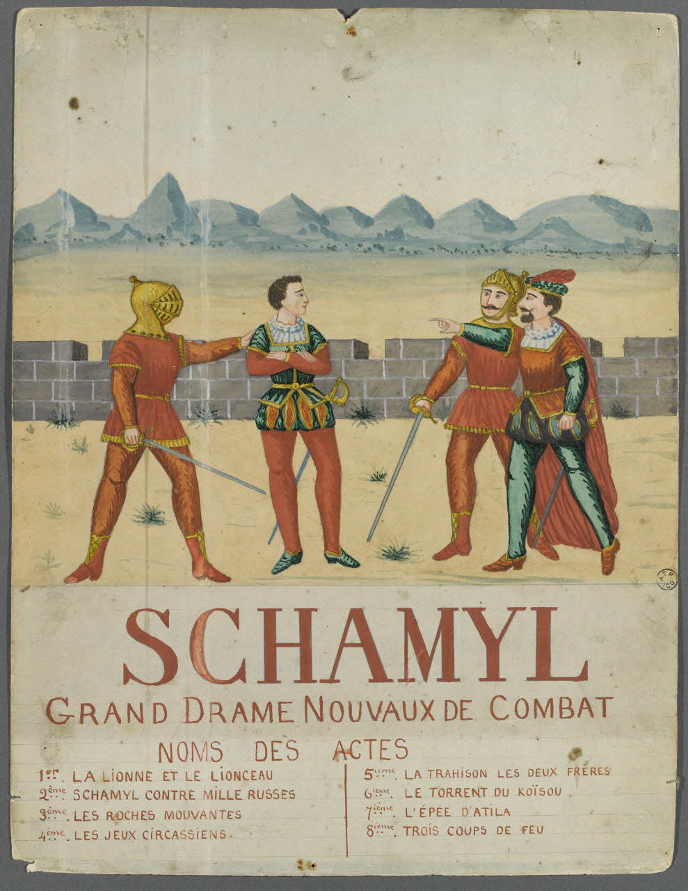 Louis de Budt ; Louis Poire Cuite affiche de théâtre de marionnettes SCHAMYL  GRAND DRAME NOUVAUX DE COMBAT 1875-1885 1951.27.10 Photo RMN-Grand Palais (Mucem)