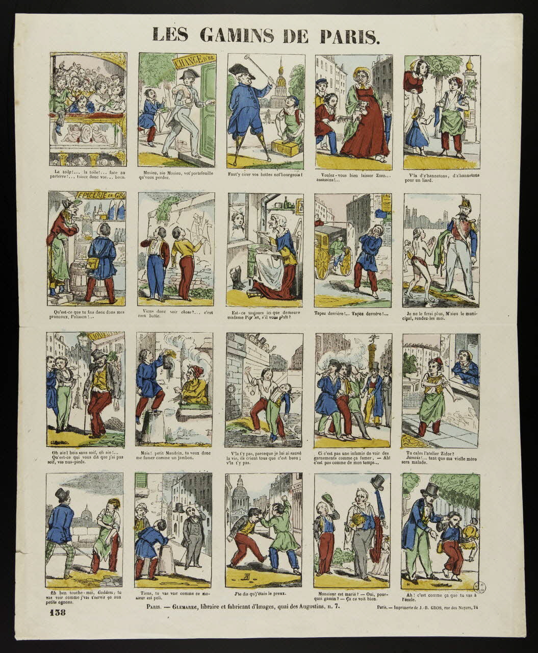 Charles-Eugène Glémarec ; Jean-Baptiste Gros à compartiments (5x4) LES GAMINS DE PARIS. Paris 1849-1858 1953.86.4136 Photo