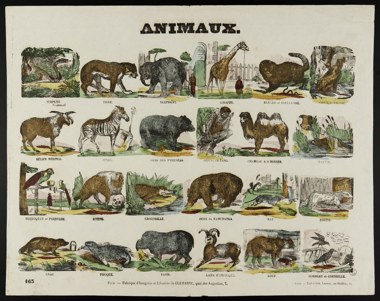 François Lacour ; Charles-Eugène Glémarec à compartiments (6x4) ANIMAUX. Paris 1849-1858 1953.86.4158 Photo