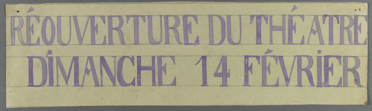 affiche de théâtre de marionnettes REOUVERTURE DU THEATRE  DIMANCHE 14 FEVRIER 1952.38.68 Photo RMN-Grand Palais (Mucem)