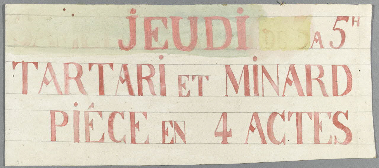 affiche de théâtre de marionnettes JEUDI A 5H  TARTARI ET MINARD  PIECE EN 4 ACTES 1952.38.75 Photo RMN-Grand Palais (Mucem)