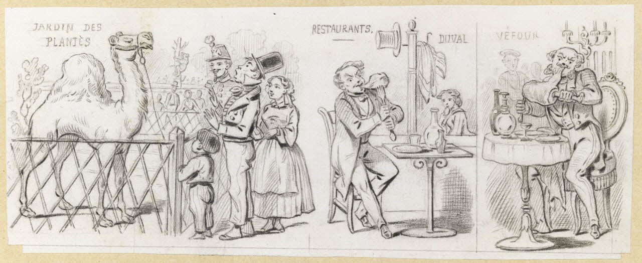 François-Charles Pinot dessin Jardin des Plantes et scènes de restaurant 1847-1874 1957.131.108 Photo RMN-Grand Palais (Mucem)