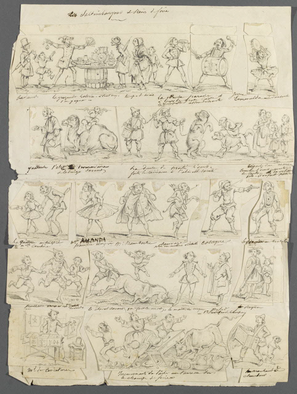François-Charles Pinot dessin Saltimbanques & scènes de foire 1847-1874 1957.131.112.1-15 Photo RMN-Grand Palais (Mucem)