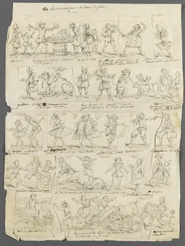 François-Charles Pinot dessin Saltimbanques & scènes de foire 1847-1874 1957.131.112.1-15 Photo RMN-Grand Palais (Mucem)