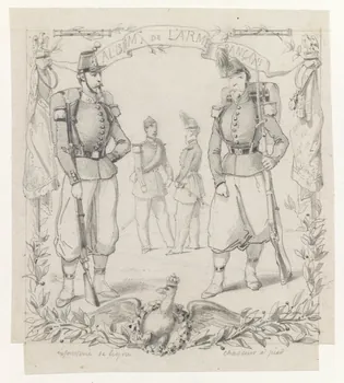 François-Charles Pinot dessin infanterie de ligne  chasseur à pied 1852-1870 1957.131.115 Photo RMN-Grand Palais (Mucem)