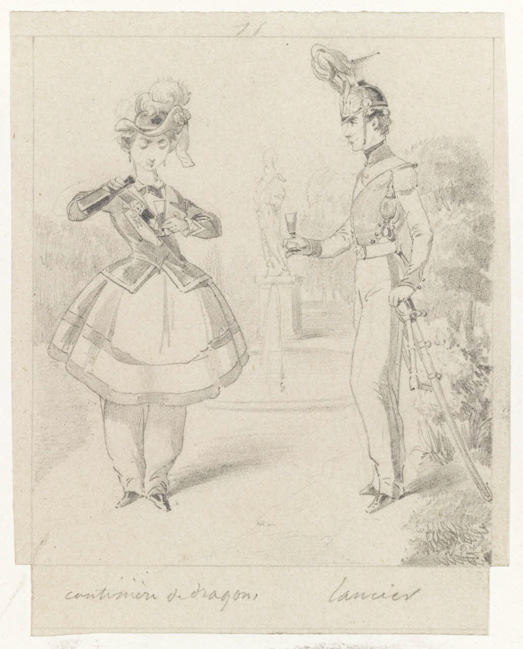 François-Charles Pinot dessin cantinière de dragons  lancier 1852-1870 1957.131.116 Photo RMN-Grand Palais (Mucem)