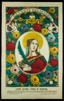 estampe GALERIE RELIGIEUSE.  SAINTE AGATHE, VIERGE ET MARTYRE. 1953.86.424 Photo