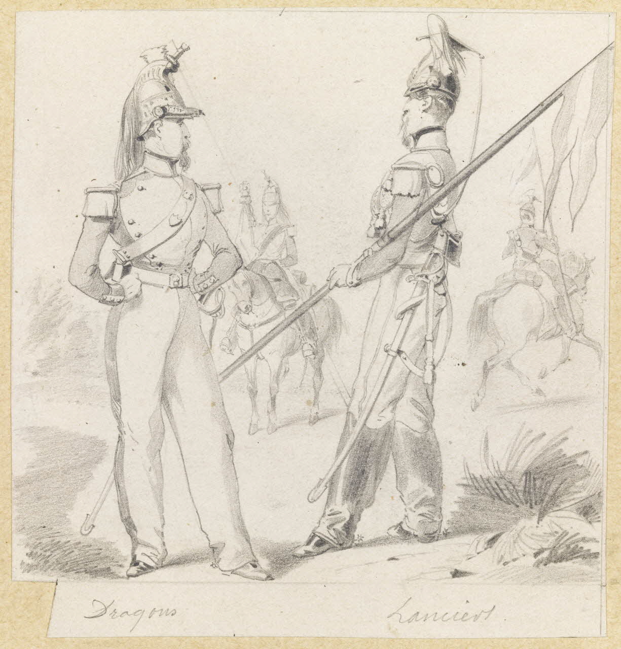 François-Charles Pinot dessin Dragons  Lanciers 1852-1870 1957.131.37 Photo RMN-Grand Palais (Mucem)