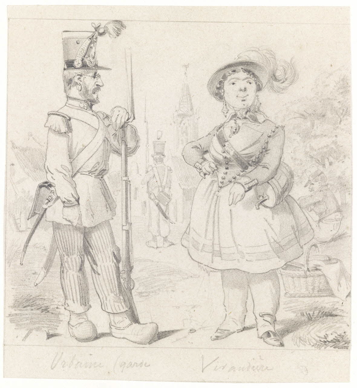 François-Charles Pinot dessin Garde urbaine, vivandière 1847-1874 1957.131.5 Photo RMN-Grand Palais (Mucem)