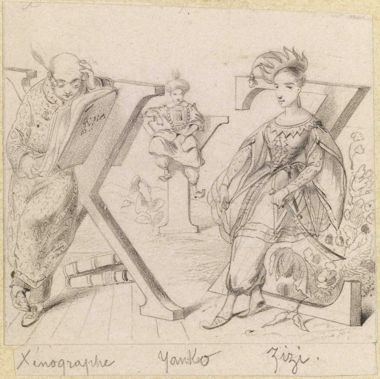 François-Charles Pinot partie d'un ensemble de dessins Alphabet comique (Xénographe, Yanko, Zizi) 1847-1874 1957.131.71 Photo RMN-Grand Palais (Mucem)