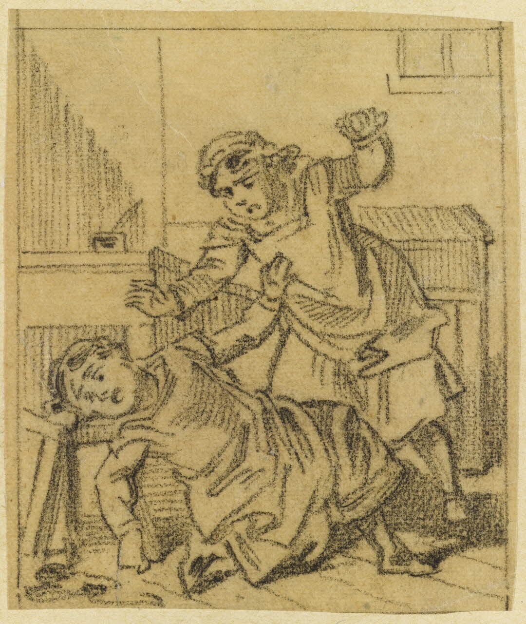 François-Charles Pinot dessin Deux fillettes se battant 1847-1874 1957.131.81 Photo RMN-Grand Palais (Mucem)