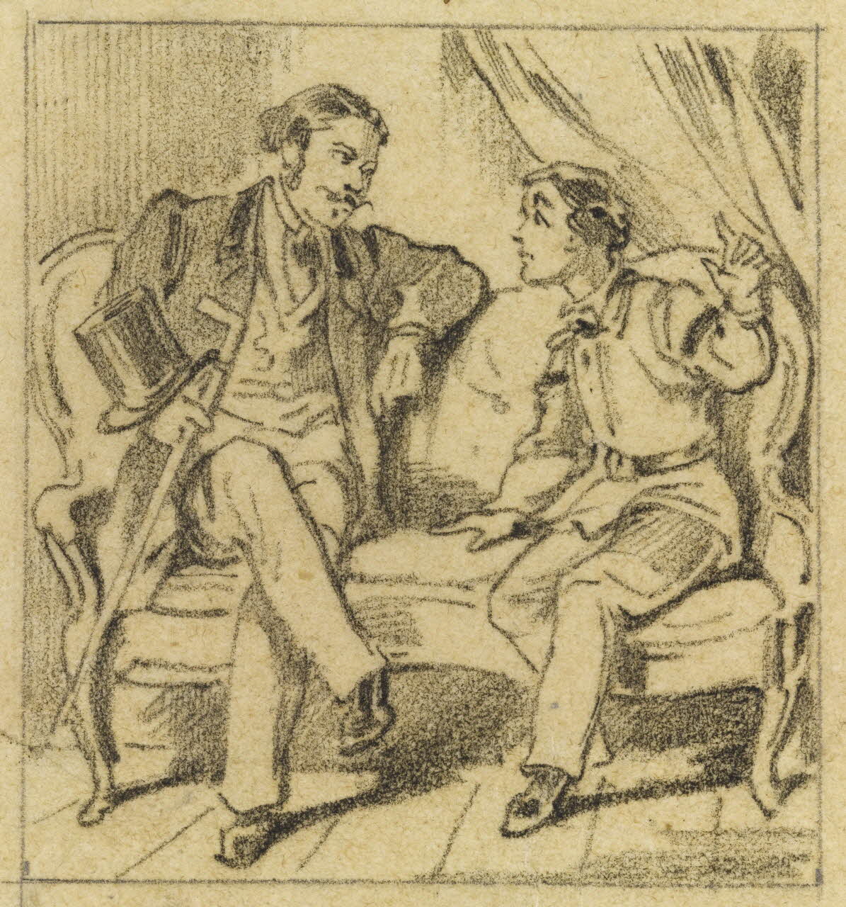 François-Charles Pinot dessin Suite de quatre scènes d'intérieur 1847-1874 1957.131.84.1-4 Photo RMN-Grand Palais (Mucem)