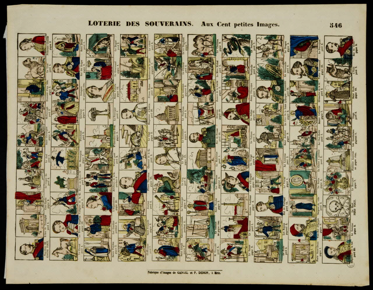 estampe LOTERIE DES SOUVERAINS. Aux Cent petites Images. 1953.86.4344 Photo