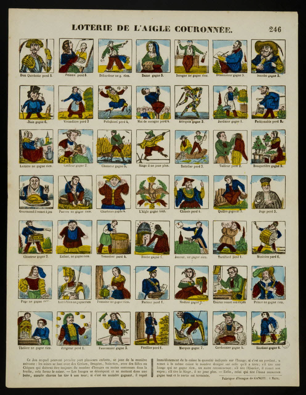Charles Nicolas Gangel estampe LOTERIE DE L'AIGLE COURONNEE. Metz 1852-1858 1953.86.4350 Photo