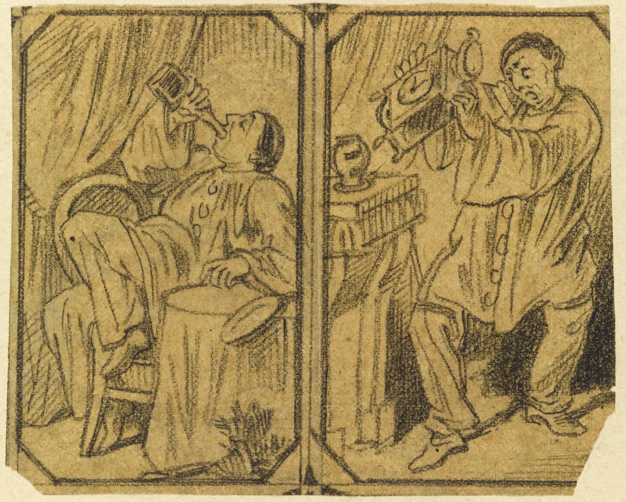 François-Charles Pinot ensemble Pierrot ivre 1847-1874 1957.131.89.1-2 Photo RMN-Grand Palais (Mucem)