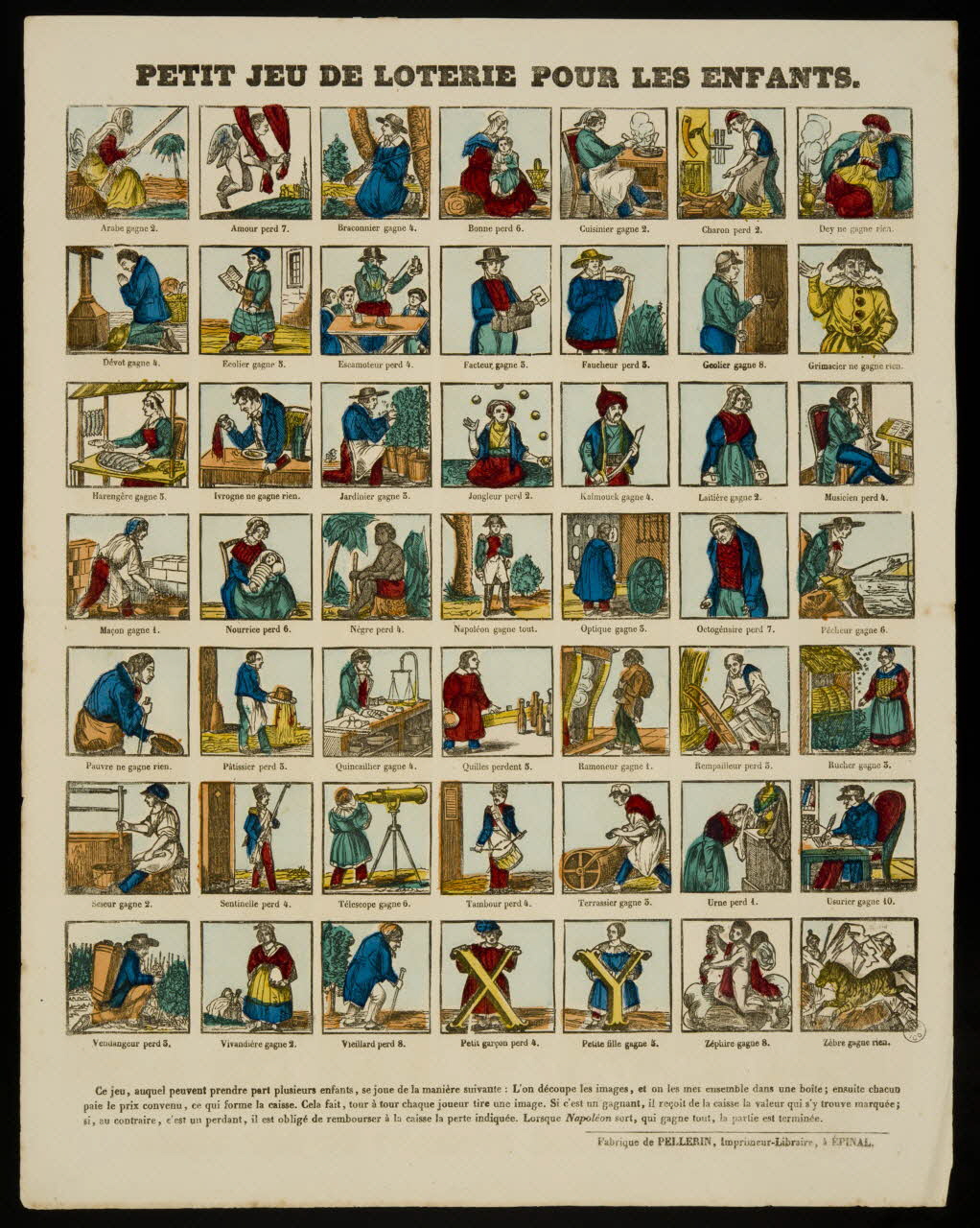 estampe PETIT JEU DE LOTERIE POUR LES ENFANTS. 1953.86.4356 Photo