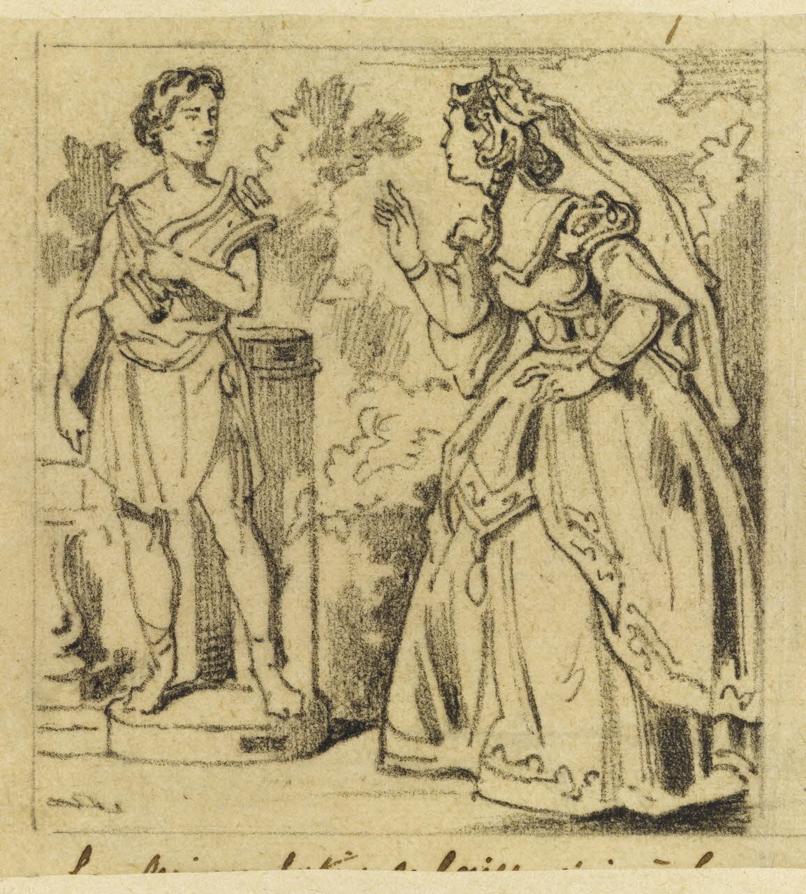 François-Charles Pinot dessin Suite de quatre scènes médiévales 1847-1874 1957.131.91 Photo RMN-Grand Palais (Mucem)