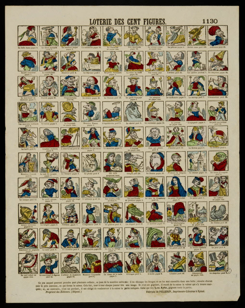 estampe LOTERIE DES CENT FIGURES. 1953.86.4363 Photo