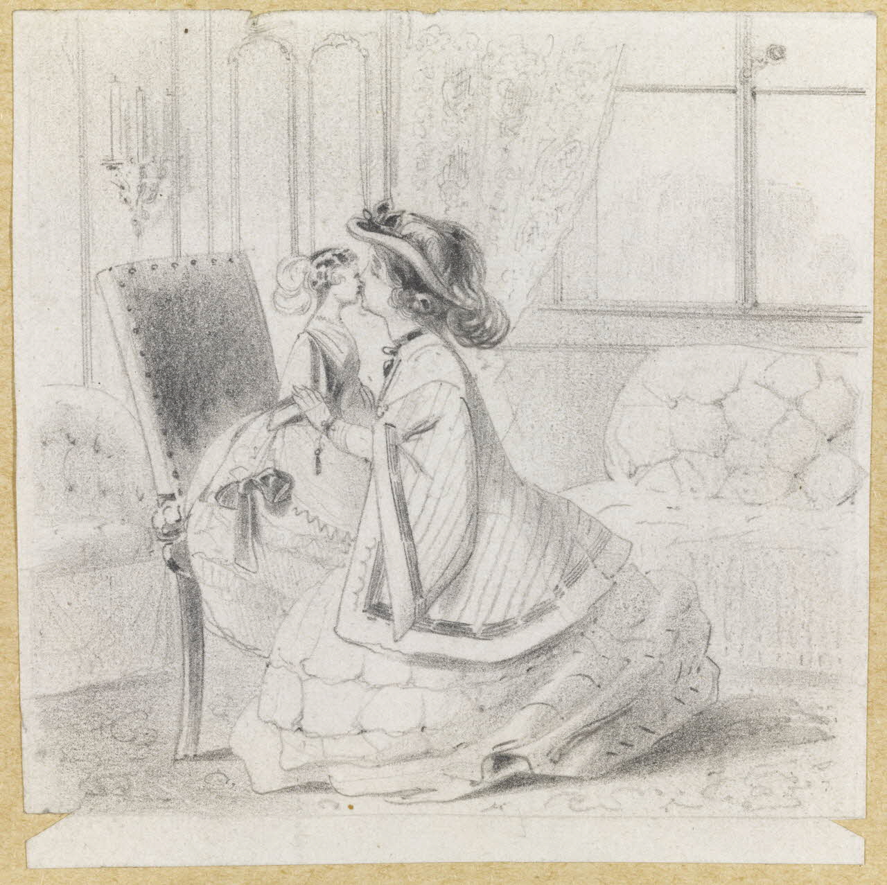 François-Charles Pinot dessin Petite fille avec une poupée 1847-1874 1957.131.97 Photo RMN-Grand Palais (Mucem)