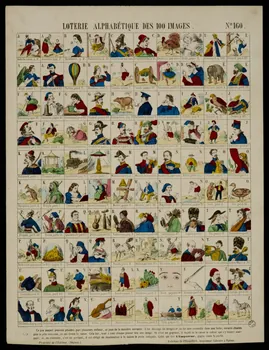 estampe LOTERIE ALPHABETIQUE DES 100 IMAGES. 1953.86.4367 Photo