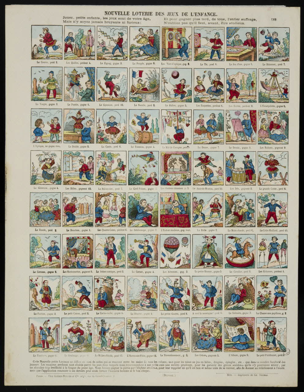 estampe NOUVELLE LOTERIE DES JEUX DE L'ENFANCE. 1953.86.4368 Photo